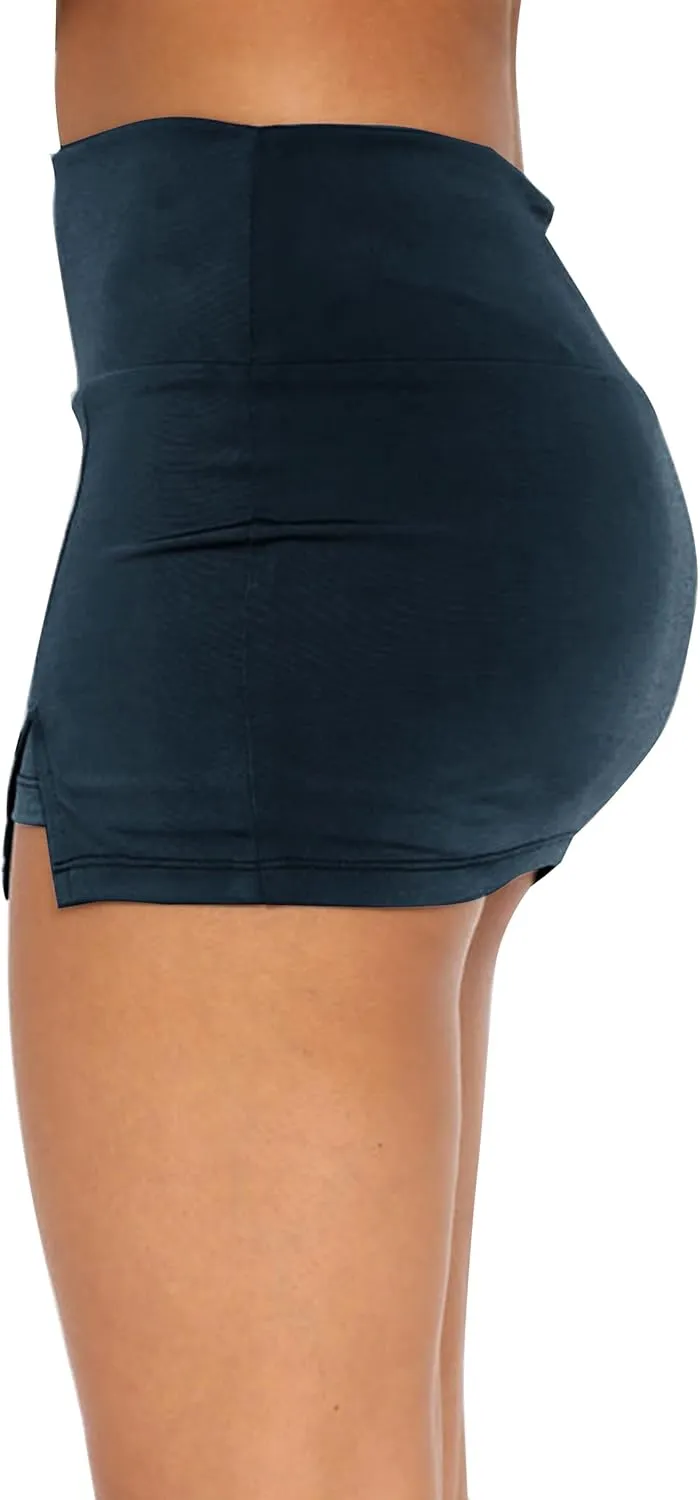 Summer Mini Skort for Women Low Rise Waist Split Hem Stretch Bodycon Mini Skirt with Shorts