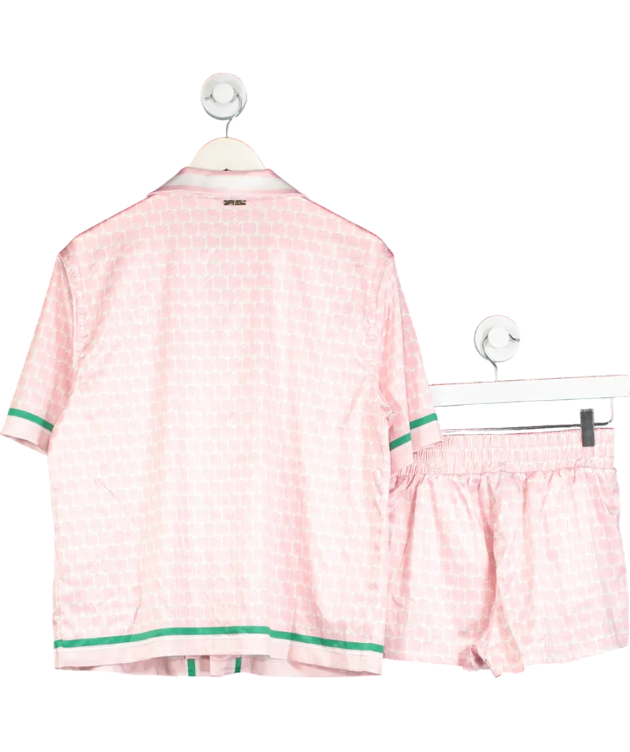 The Couture Club Pink 2-piece Emblem Printed Resort Shirt And Shorts Co-ord Set UK 6