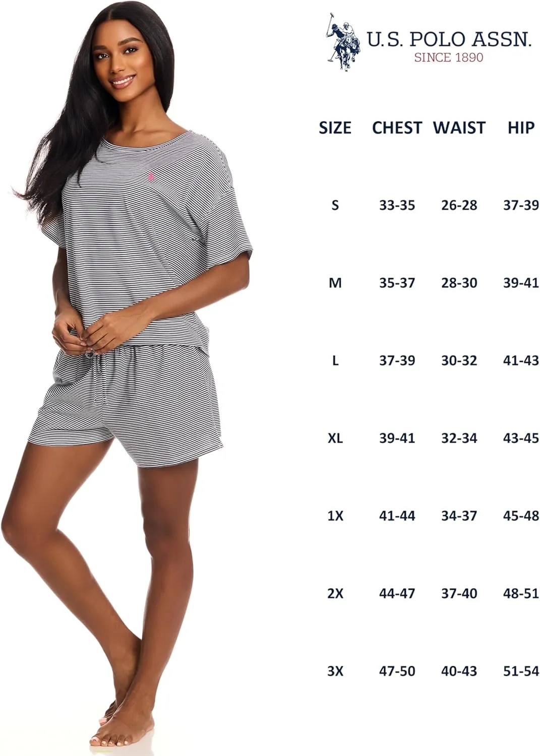 U.S. Polo Assn. Womens Summer Pajamas Sets Cotton - Poly, PJ Sets for Women Shorts, 2 Piece Lounge Set Shorts