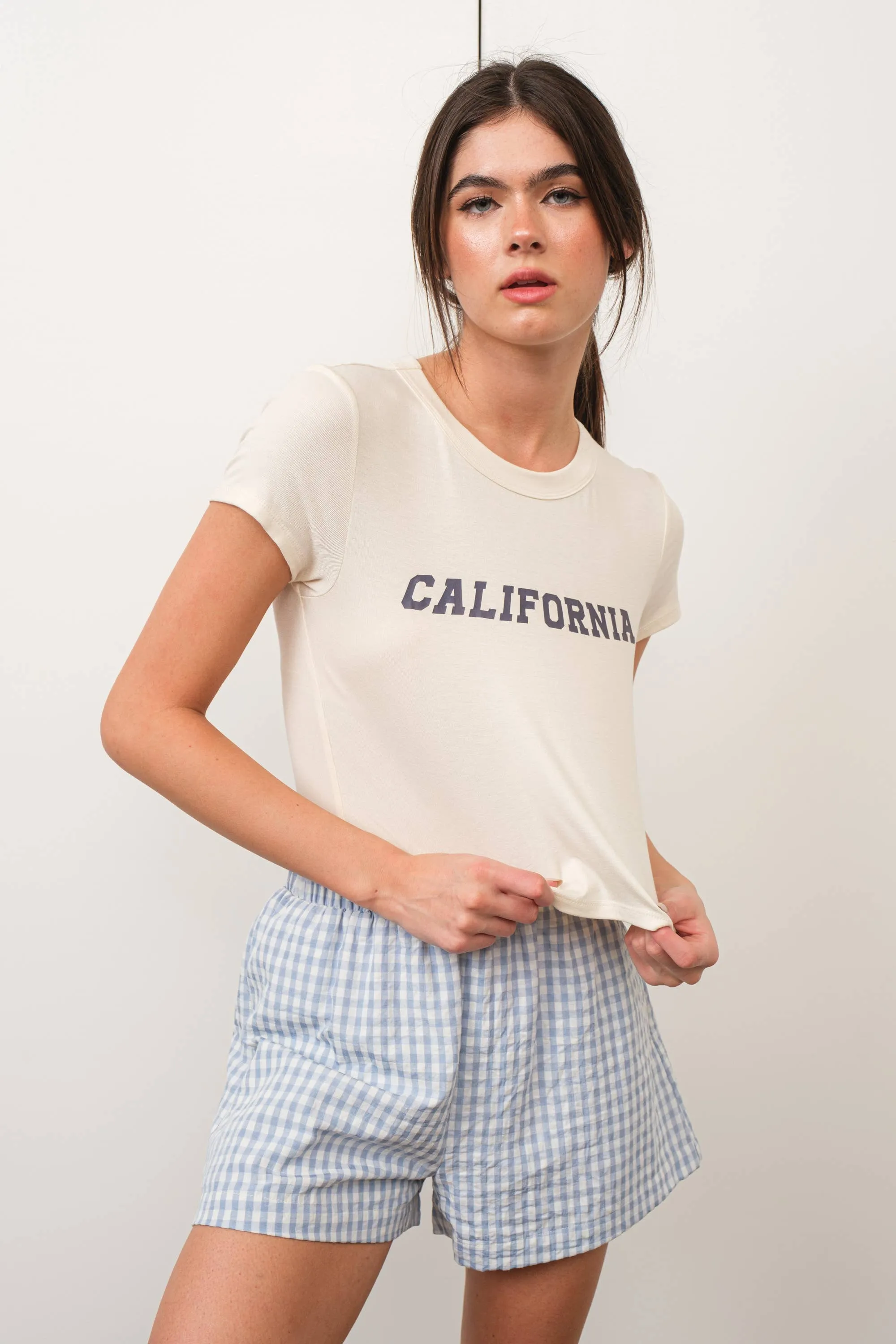 Vibe Check Blue Gingham Shorts