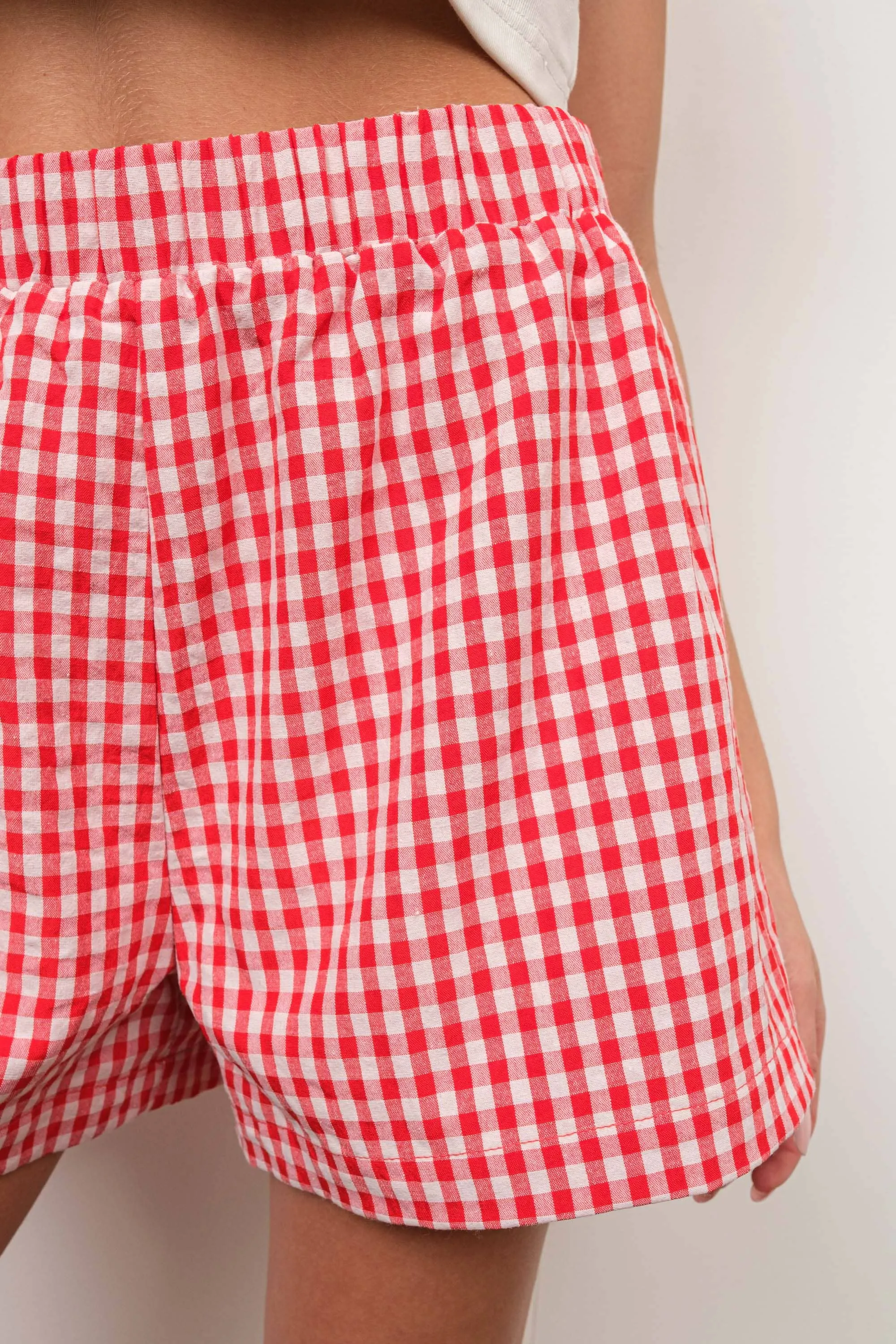 Vibe Check Red Gingham Shorts