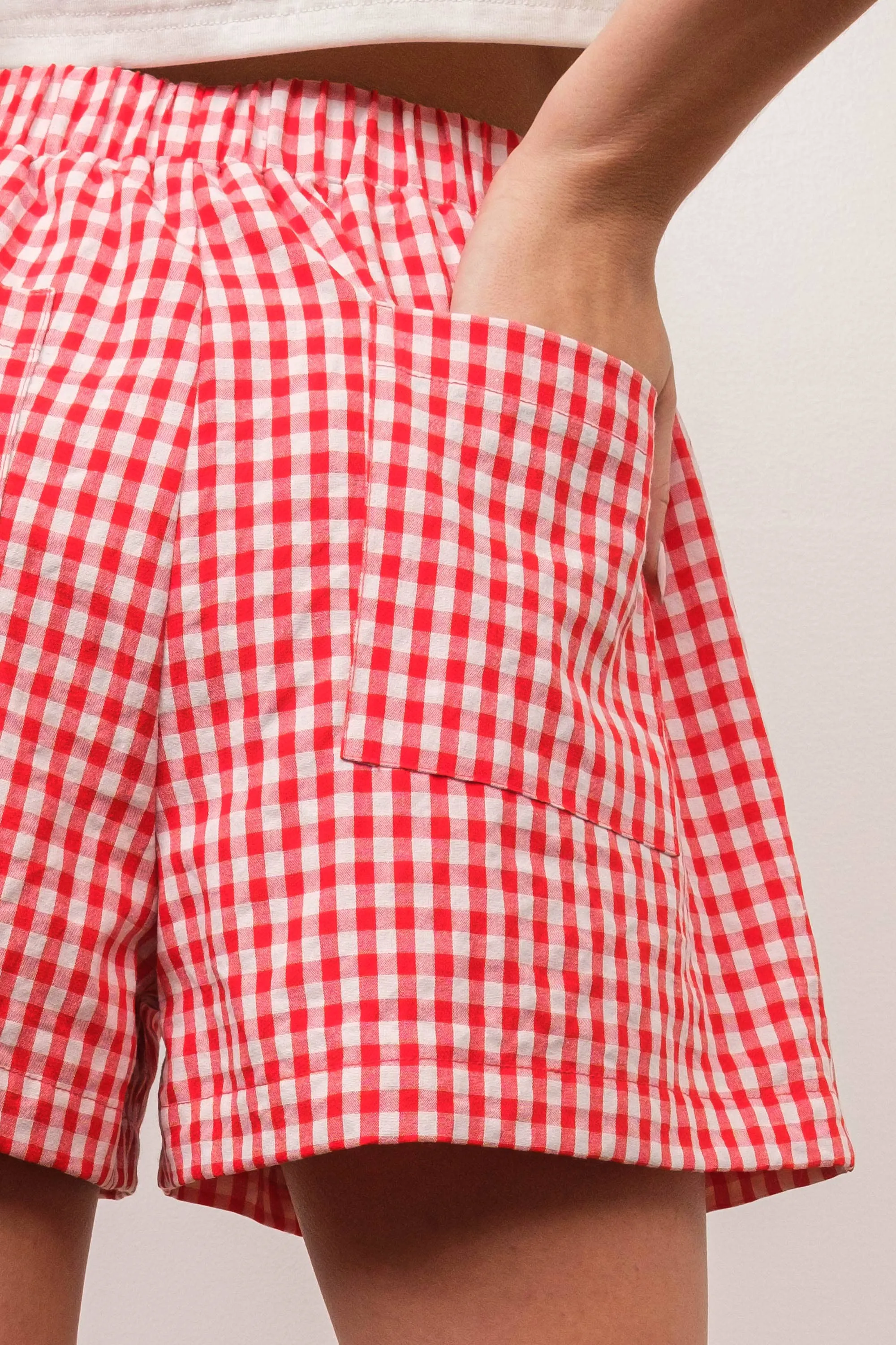 Vibe Check Red Gingham Shorts
