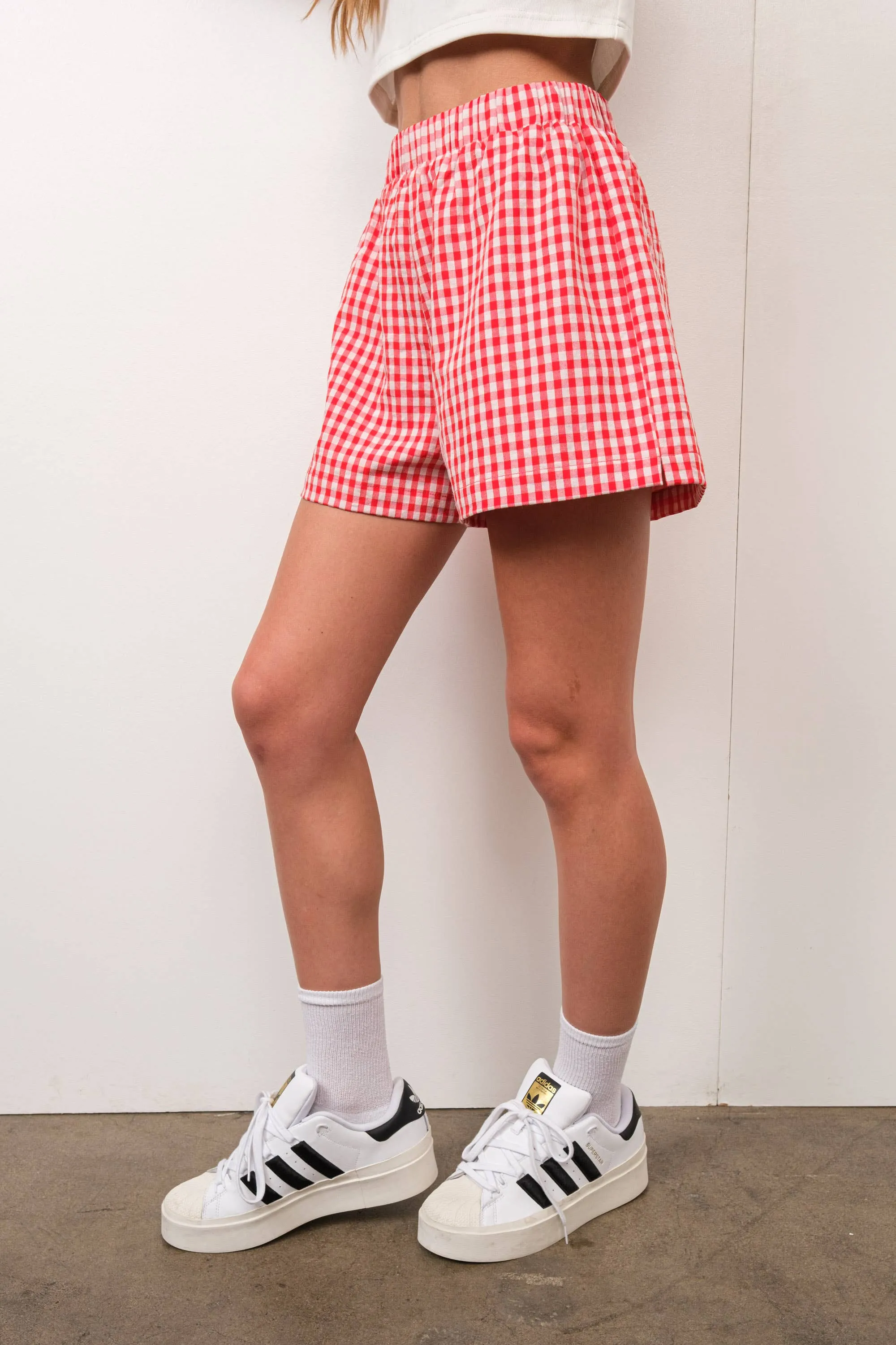 Vibe Check Red Gingham Shorts