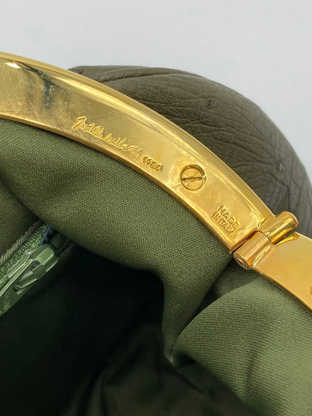 Vintage Judith Leiber Green Ostrich Clutch