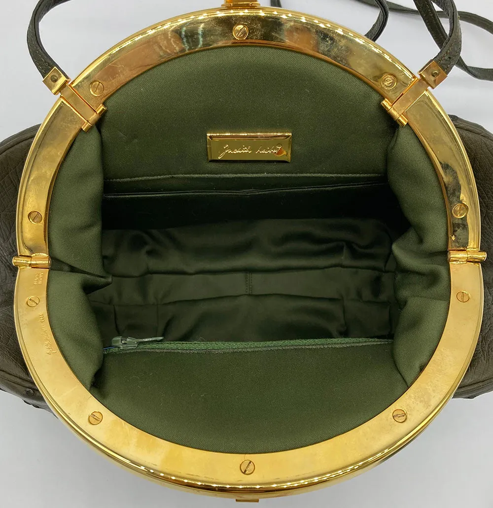 Vintage Judith Leiber Green Ostrich Clutch