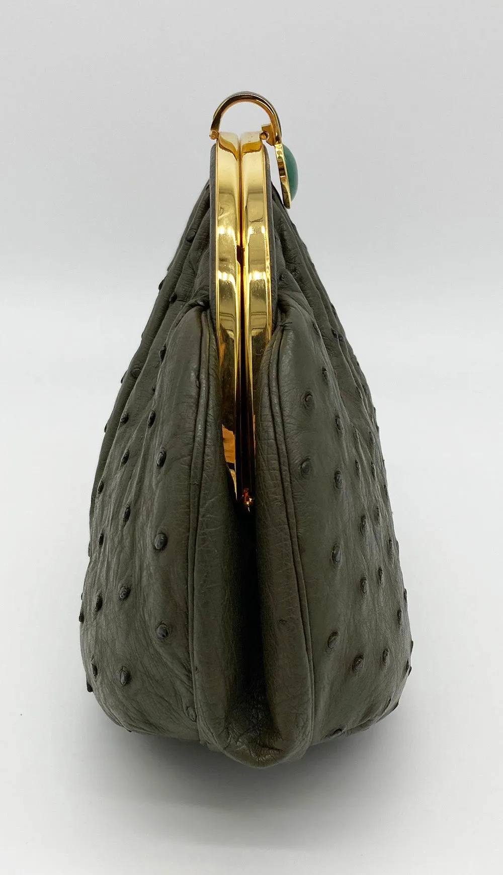 Vintage Judith Leiber Green Ostrich Clutch