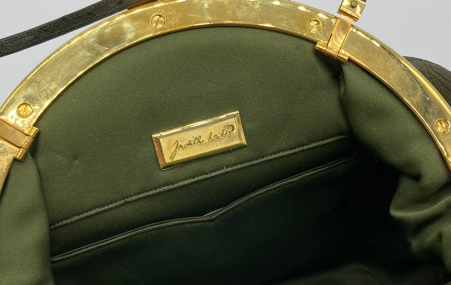 Vintage Judith Leiber Green Ostrich Clutch