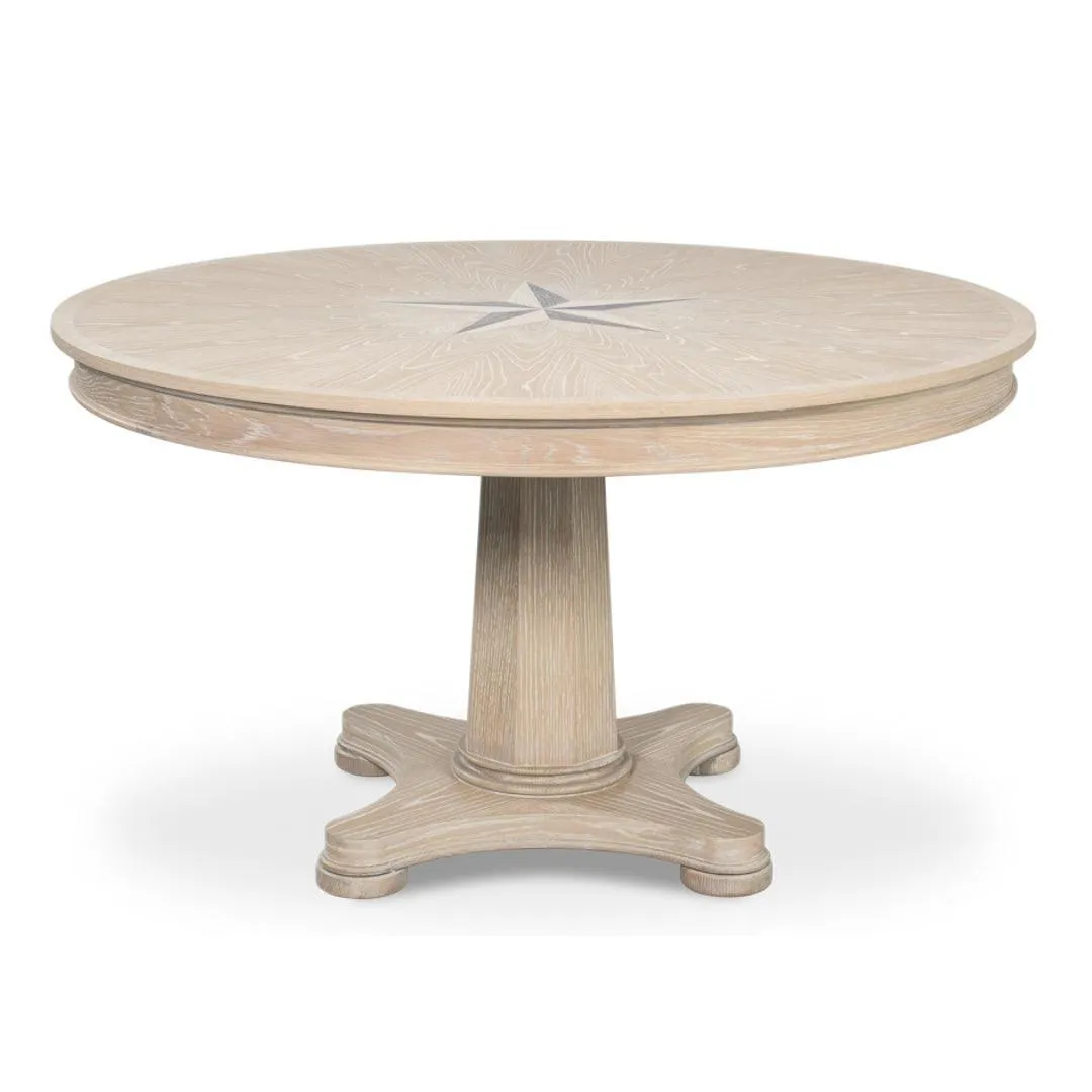 Whitewash Star Round Dining Table