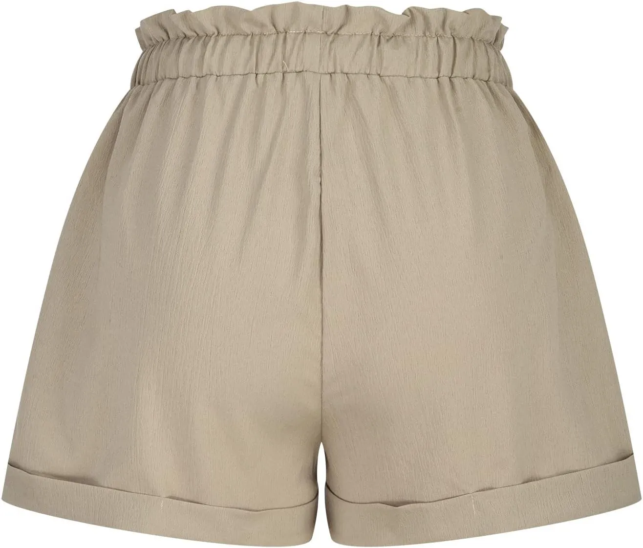 Women Fashion Paperbag Shorts Cotton Linen Elastic Waist Drawstring Comfy Shorts Summer Beach Short Pants with Pocket