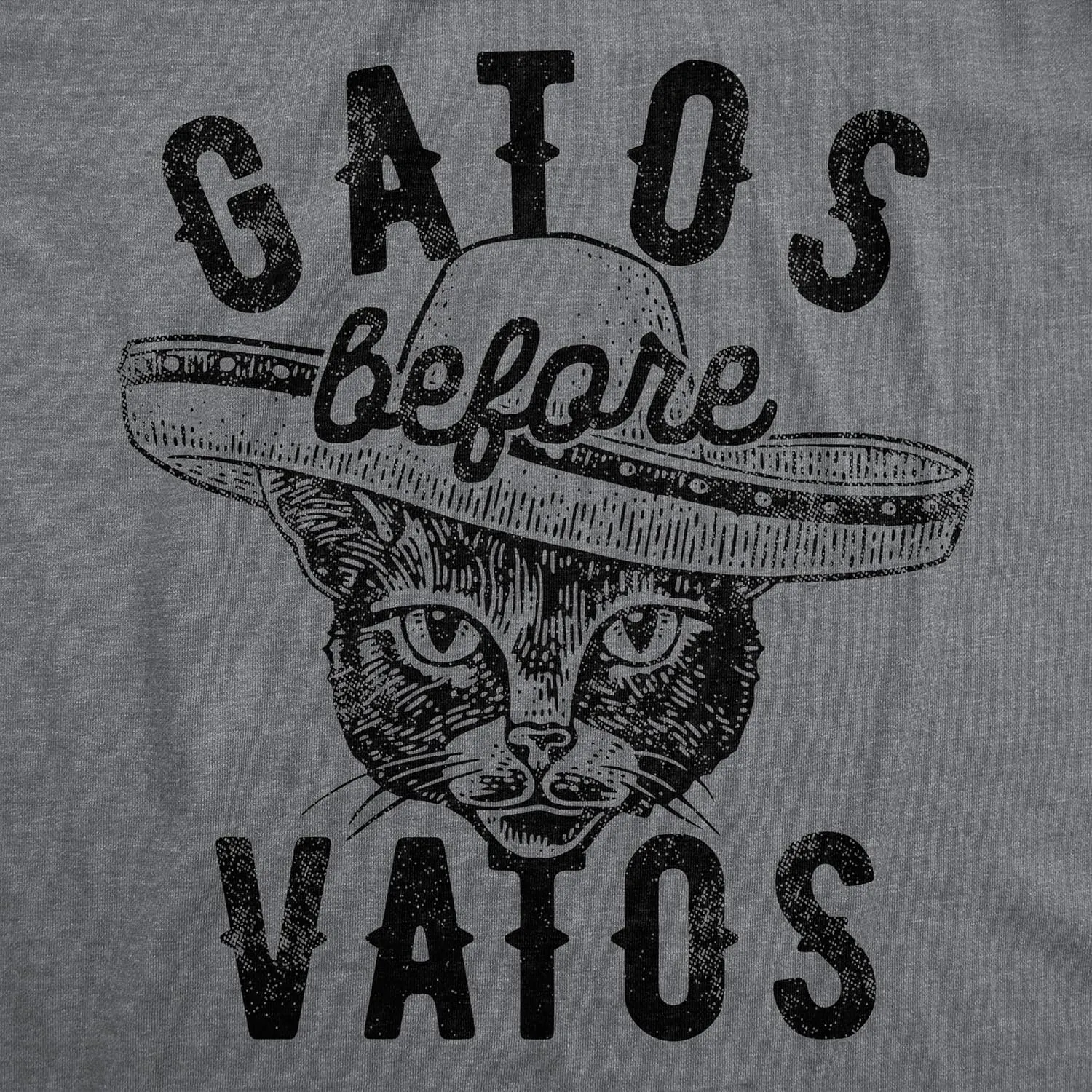Womens Gatos Before Vatos T Shirt Funny Kitten Lovers Spanish Joke Tee for Ladies