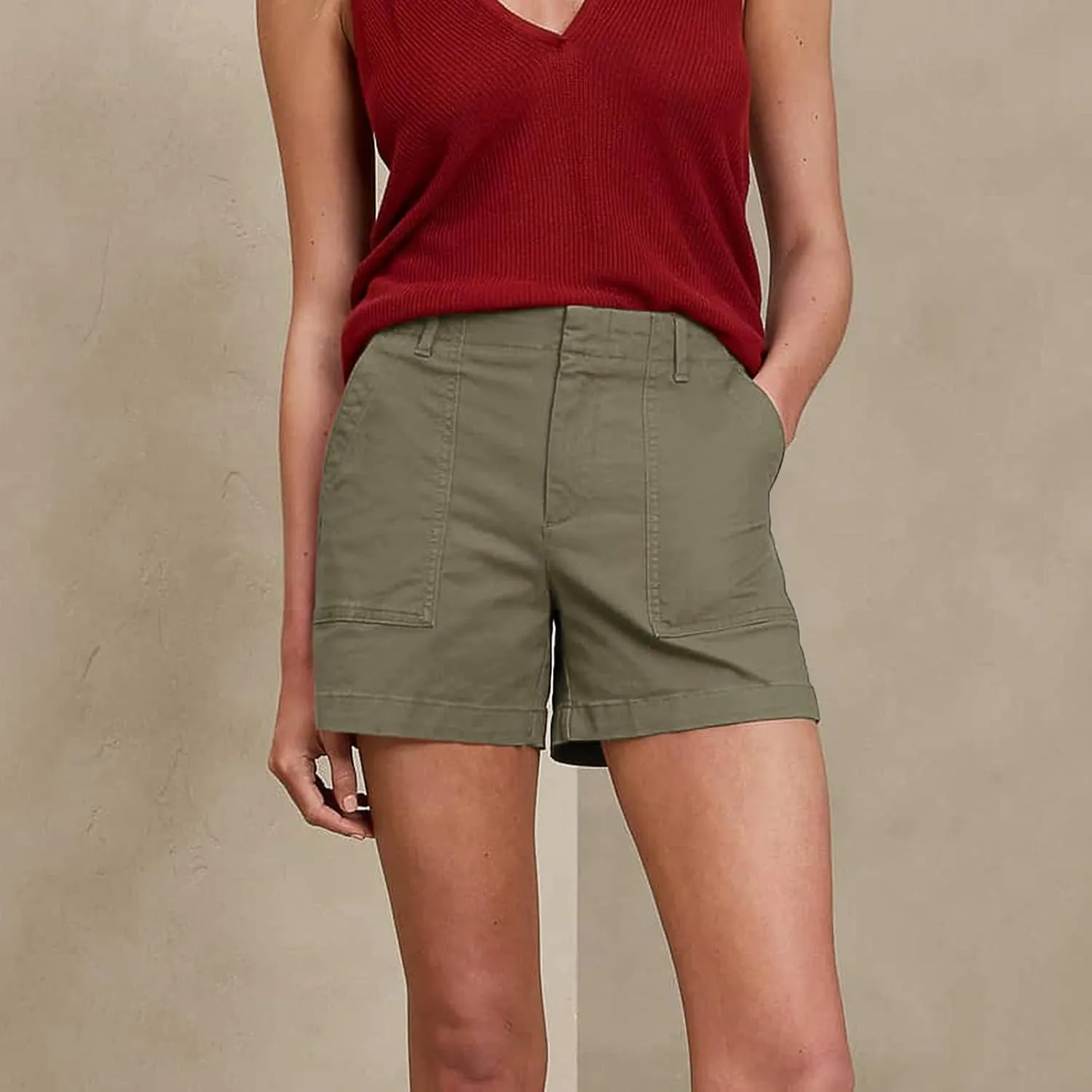 Women's High Waisted Summer Shorts Dressy Casual Pull On Shorts with Tummy Control for Vacation & Beach Outfits