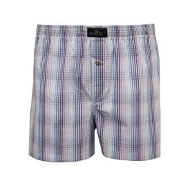 Woven Cotton Boxer Shorts Blue Purple Check design