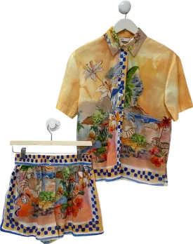 ZARA Yellow Collection Printed Shirt And Shorts UK XS/S