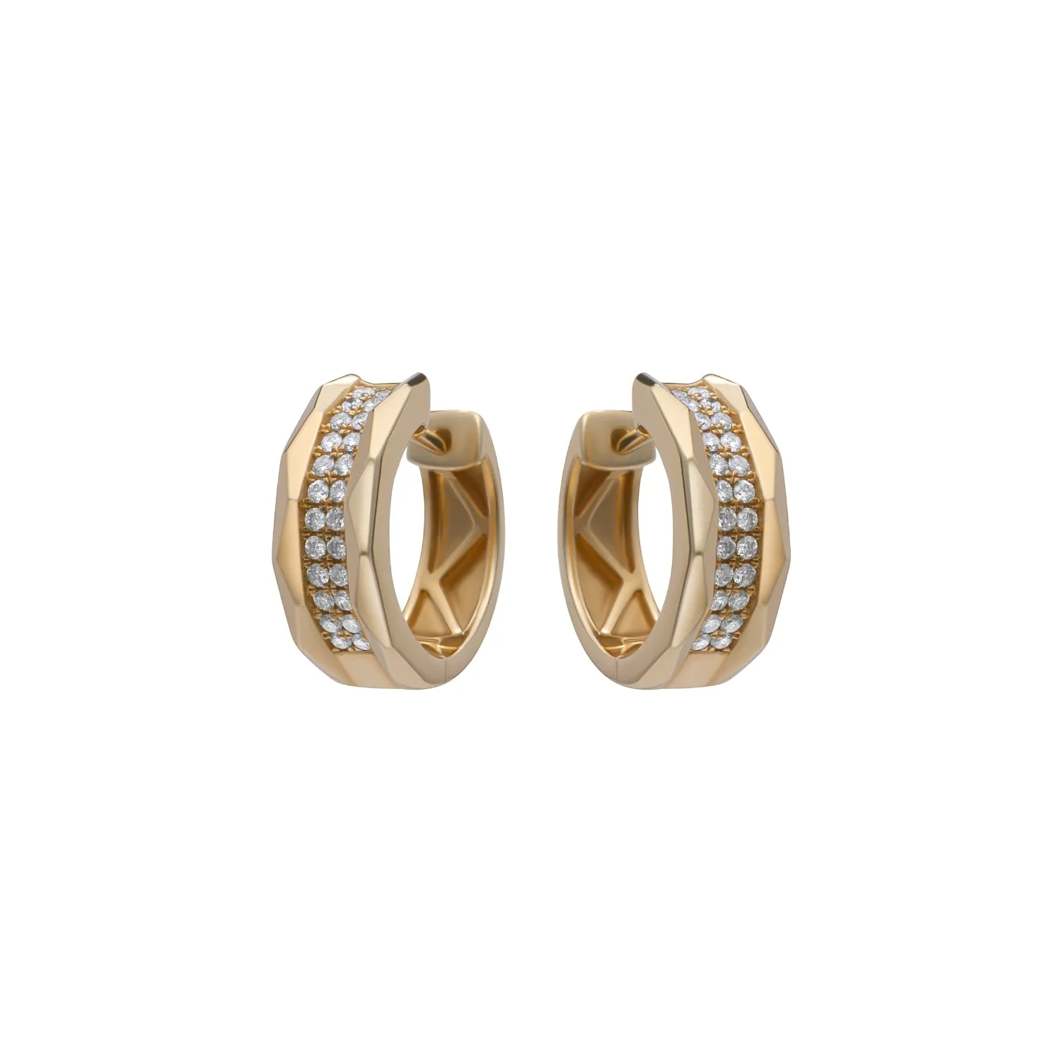 Zig Zag Diamond Gold Huggies